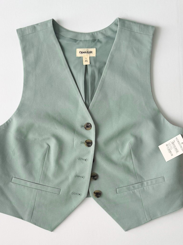 Open Edit Tailored Vest In Teal Pond Nwt